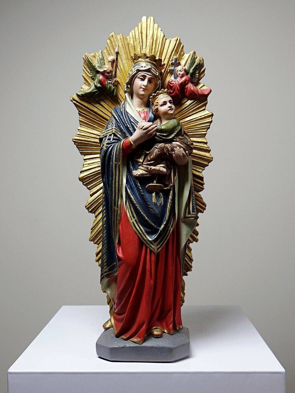 Antique statuette of the Virgin Mary of Perpetual Help, Roman cardboard, Raffl, Paris