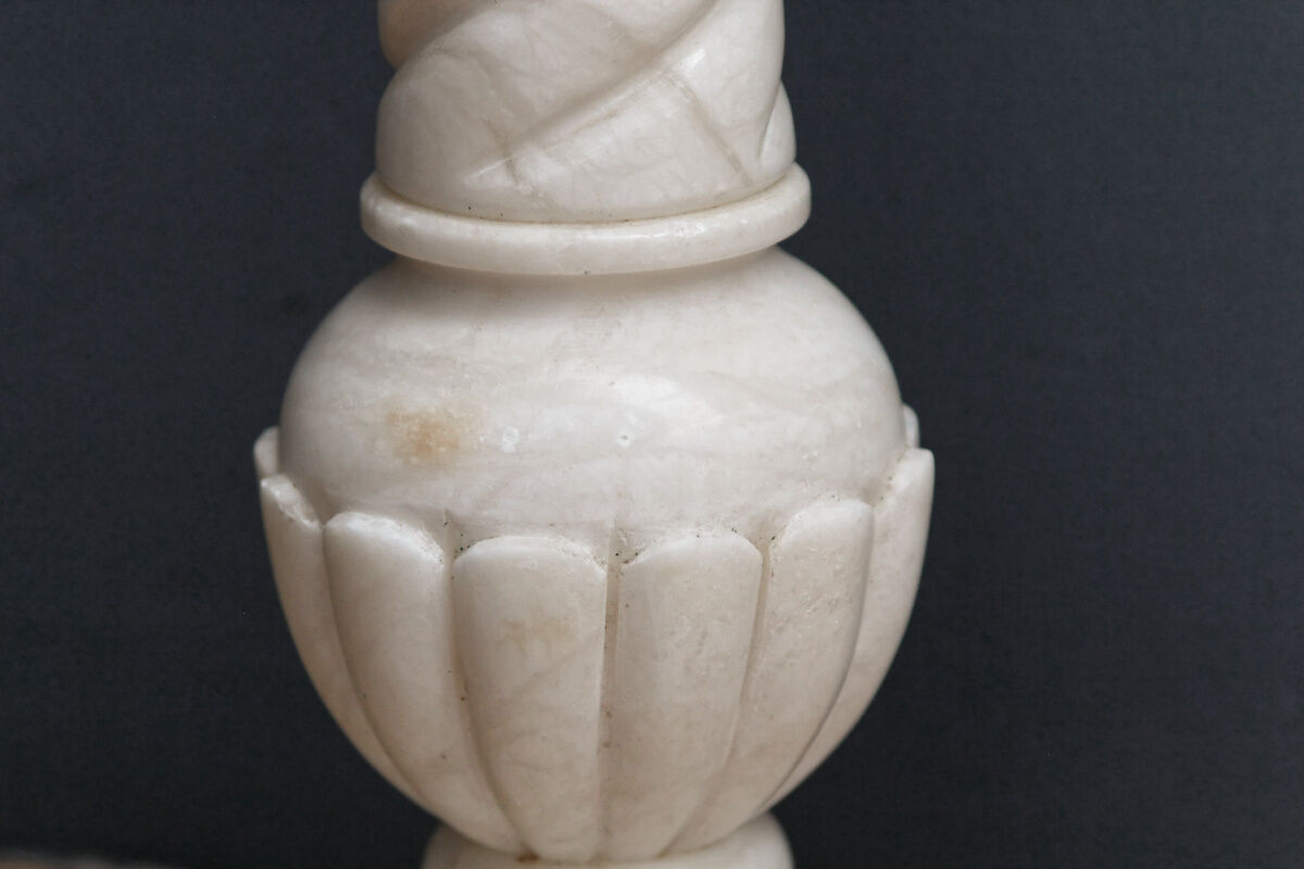 Italian lamp foot in twisted white marble