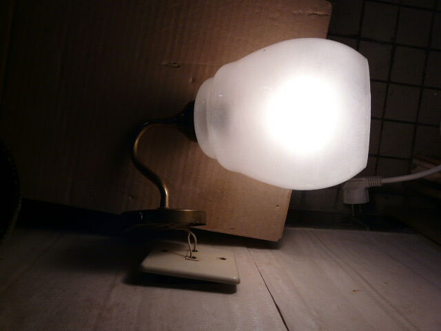 Pair of brass and glass wall lamps 60s gooseneck