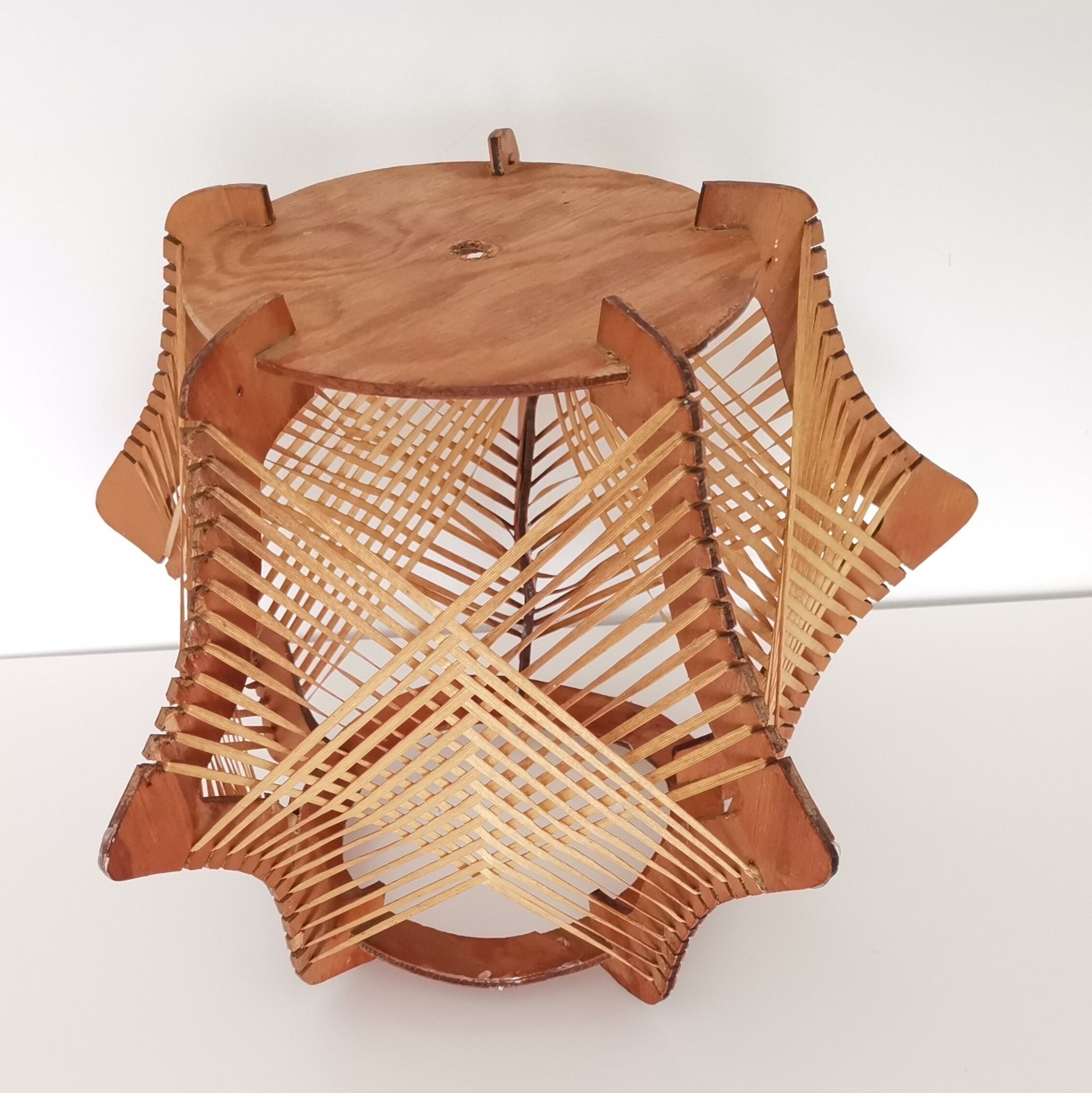 Vintage 60s Mid Century Modern wooden lamp shade for ceiling lamp