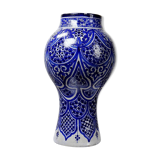 Large Moroccan vase/jar from Fès, handcrafted ceramic Khabia, 19th-20th century, cobalt.
