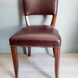 Lot of leather and vintage wood chairs