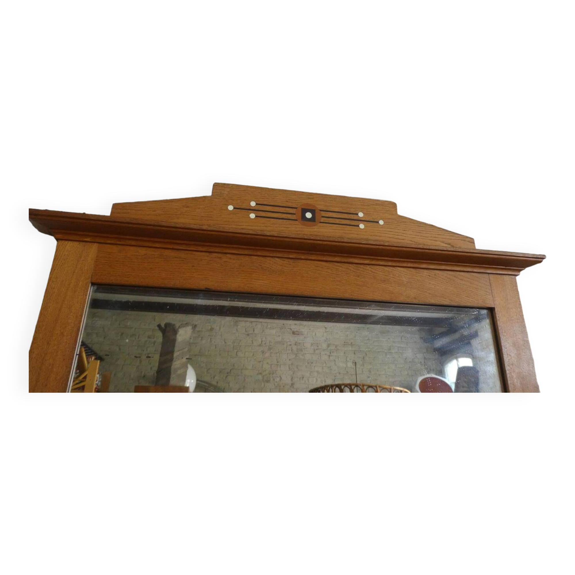 large mirror in oak and marquetry, 1950
