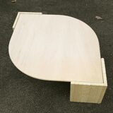 Coffee table drop travertine design 1970 vintage