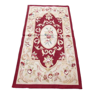 Vintage French carpet Aubusson handmade 79cm x 145cm 1970s