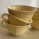 Vintage 6-cup coffee/tea set - Yellow earthenware