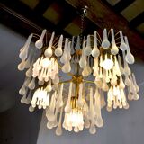Chandelier gouttes by Venini, 5 arms, murano glass, italy, 1960