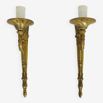 Pair of single-light Empire style wall lights. 50s 60s