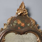 Antique lacquered wooden mirror, Italy, late 19th century.