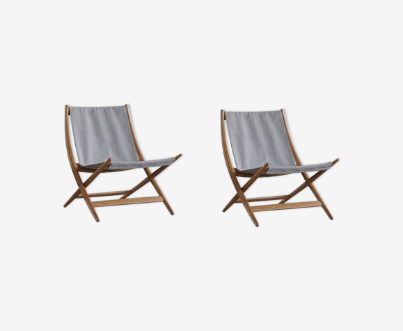 Paire de chaises pliantes danoises par Johan Hagen, 1958
