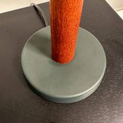 Lampe de table en teck et coton de style milieu du siècle par Einar Bäckström, Suède, 1950s