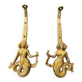 Paire d'applique sirène en bronze Guillemard