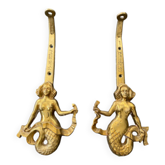 Pair of Guillemard bronze mermaid wall lights