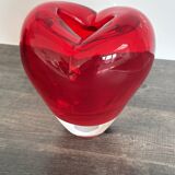 Heart-shaped Murano glass vase – Intense Ruby Red