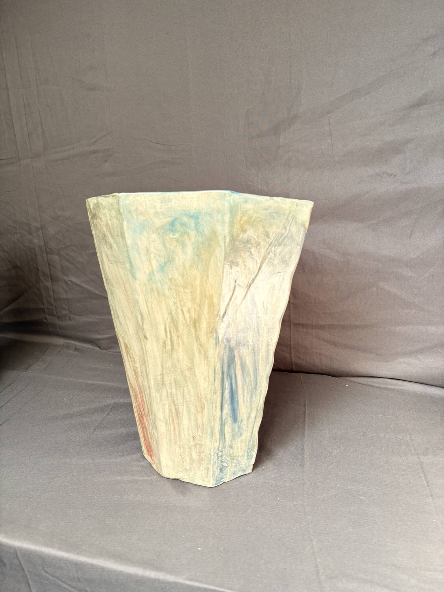 Vintage Brutalist Vase Signed Modern Contemporary Ceramics 70 Signed LB