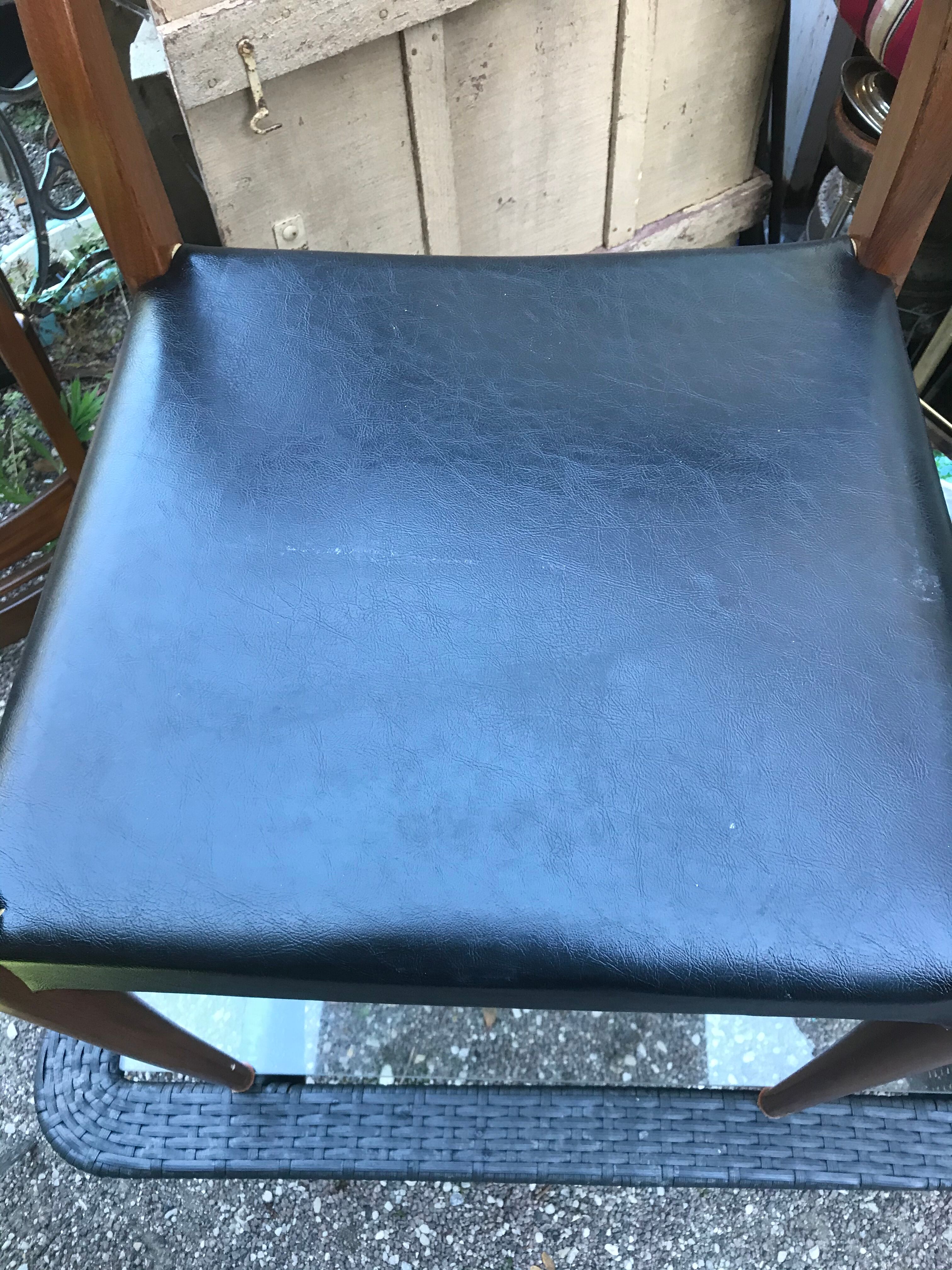 Series of 4 old scandinavian chairs wood teck - skai skaï black vintage