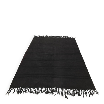 Striped Pattern Black Vintage Rug, 174x232 Cm