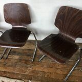 Series of 5 retro vintage stackable chairs flototto pagholz by adam stegner 1960 1970