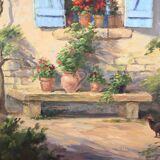 Tableau « Maison Fleurie à la Blanche », signé F.Sichet – 2ème partie XXe