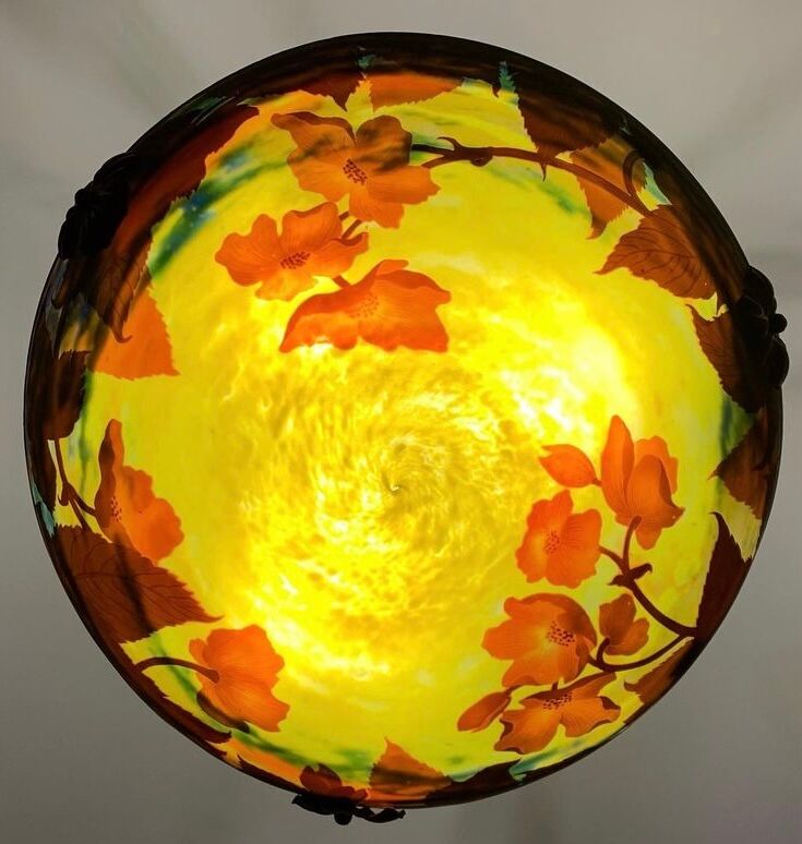 Chandelier glass paste decorated with poppies