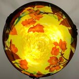 Lustre pâte de verre à décor de coquelicots