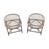 Paire de fauteuils en rotin vintage