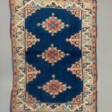 Vieux tapis turc kazak 140x96 cm vintage, rouge et bleu