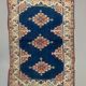 Old turkish kazak rug 140x96 cm vintage carpet, red and blue