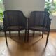 Pair of gondola armchairs in Louis XVI style with caning.