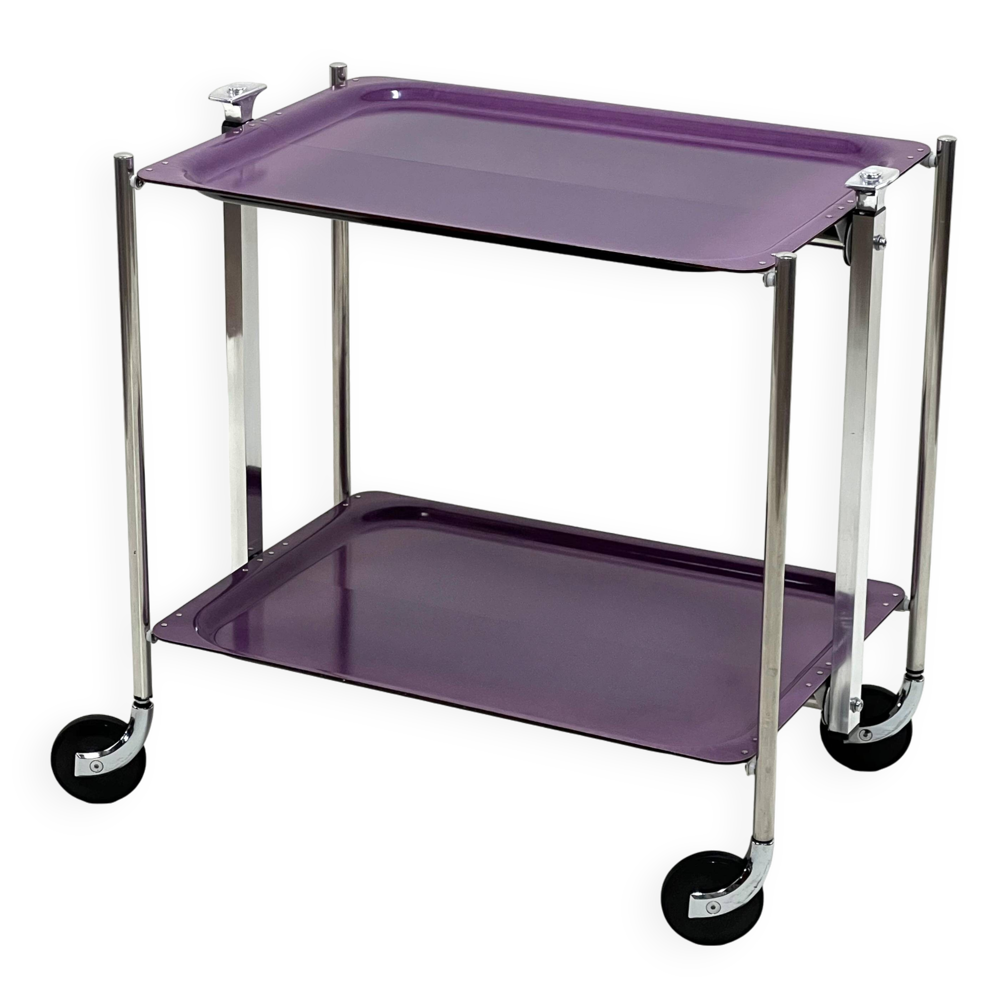 Rolling folding table bar laminate color violet - textable platex