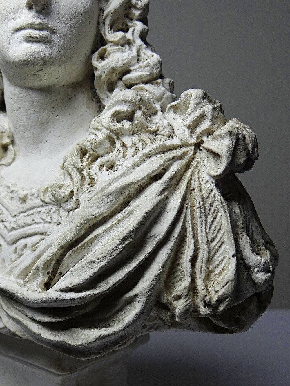 Antique white plaster bust of Louis XIV after Gole & Le Brun