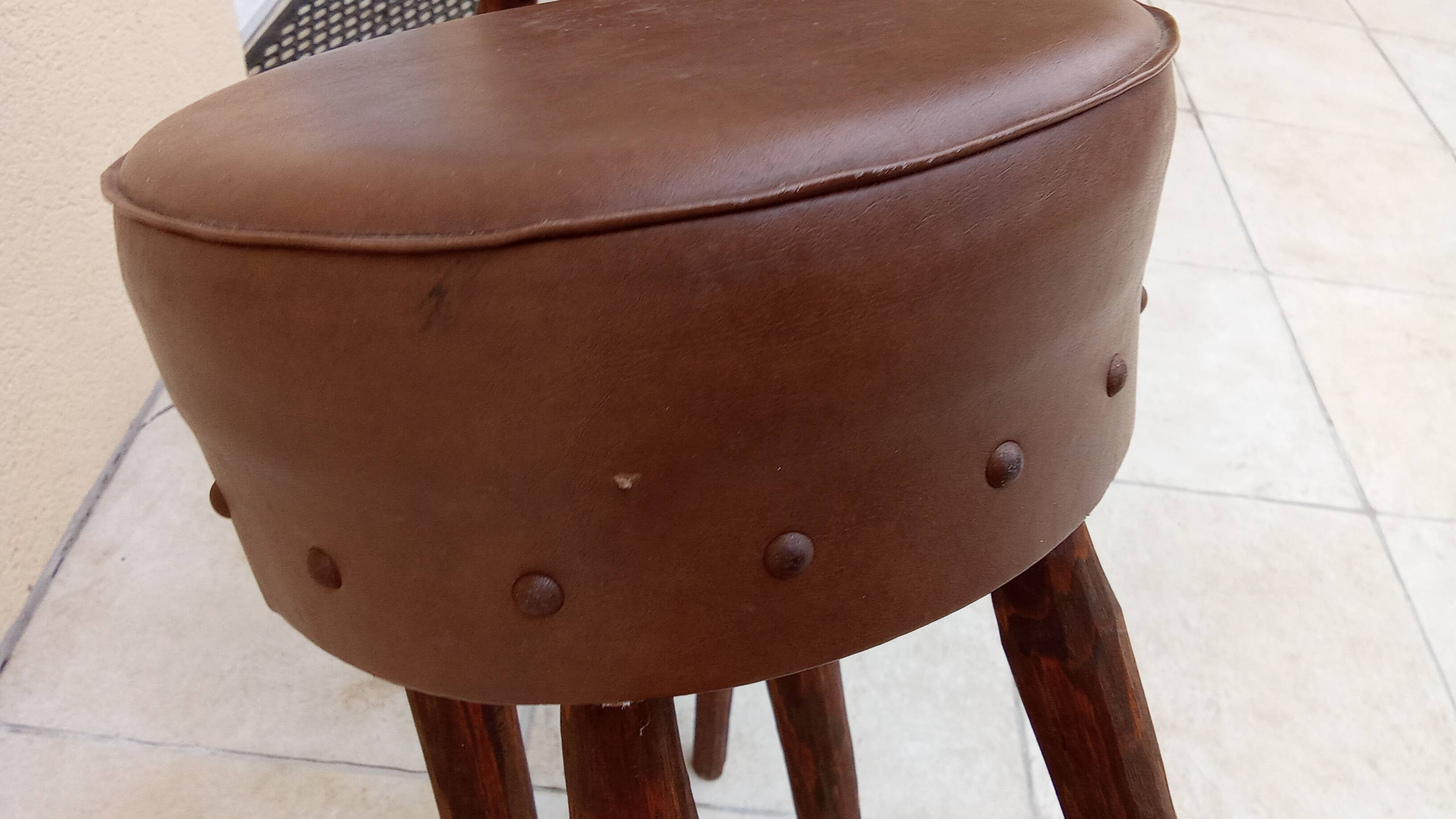 Paire de tabouret de bar haut vintage brutaliste