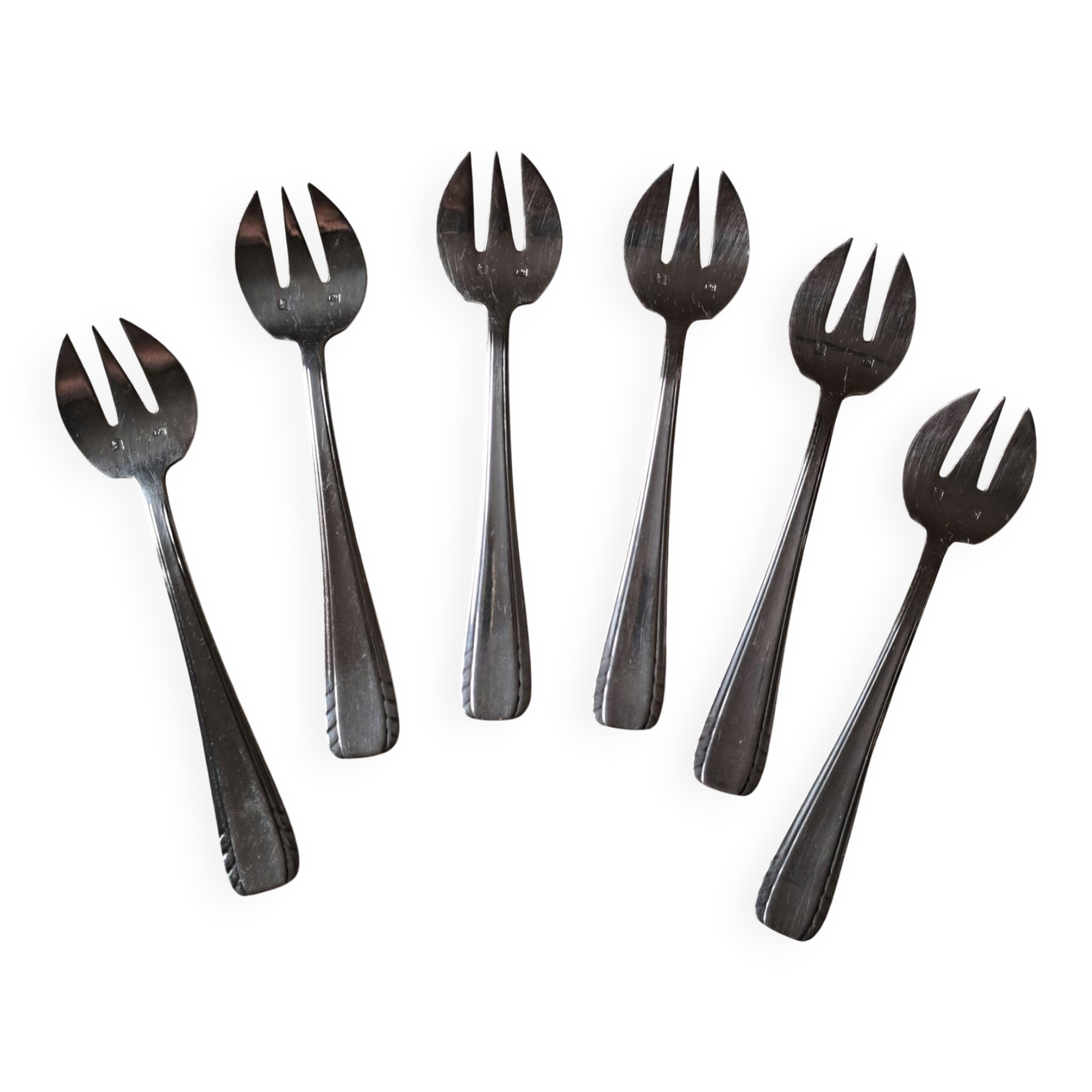 6 Art Deco oyster forks by Jean François Guillaumot