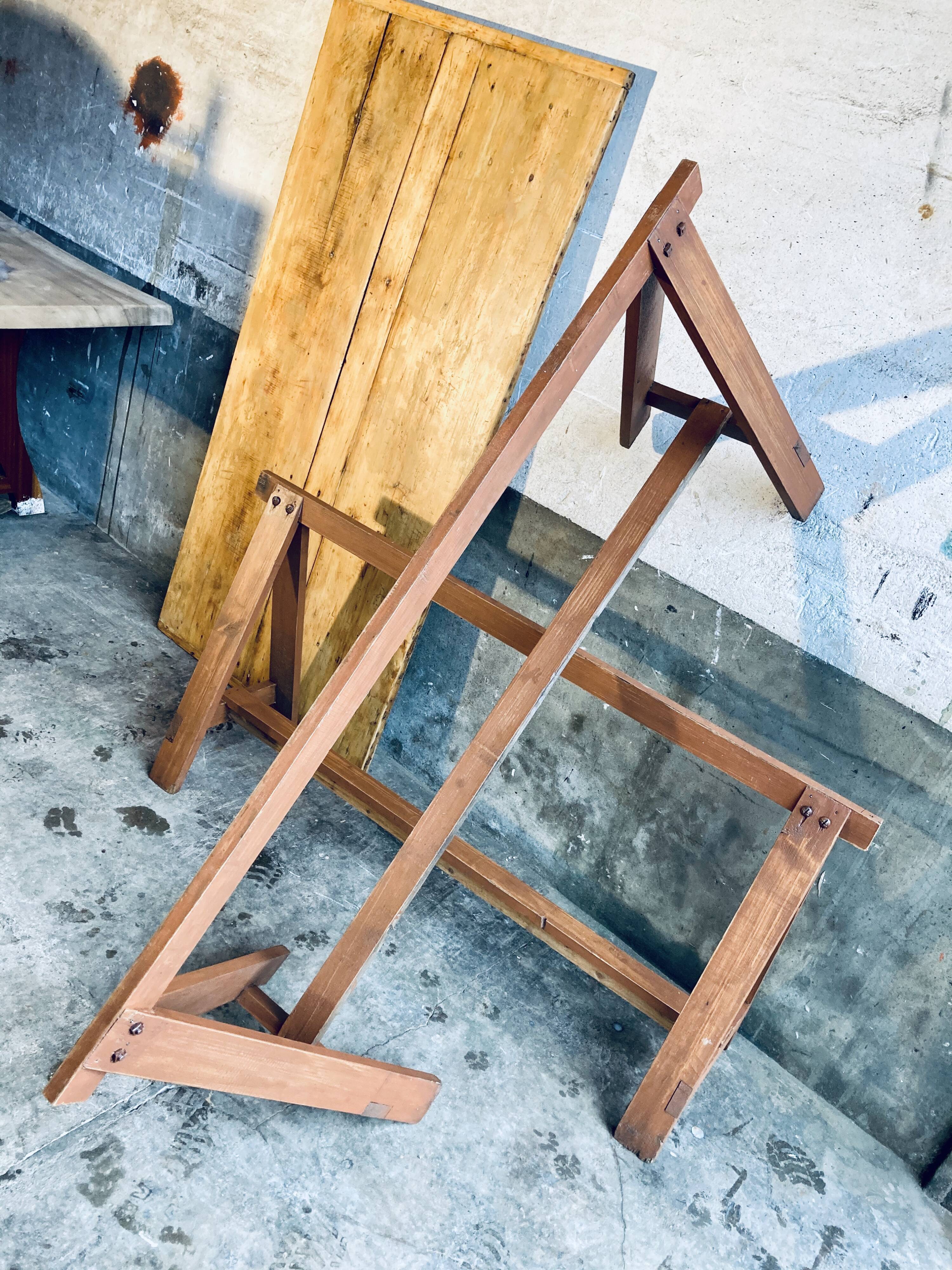 Farm table on trestles