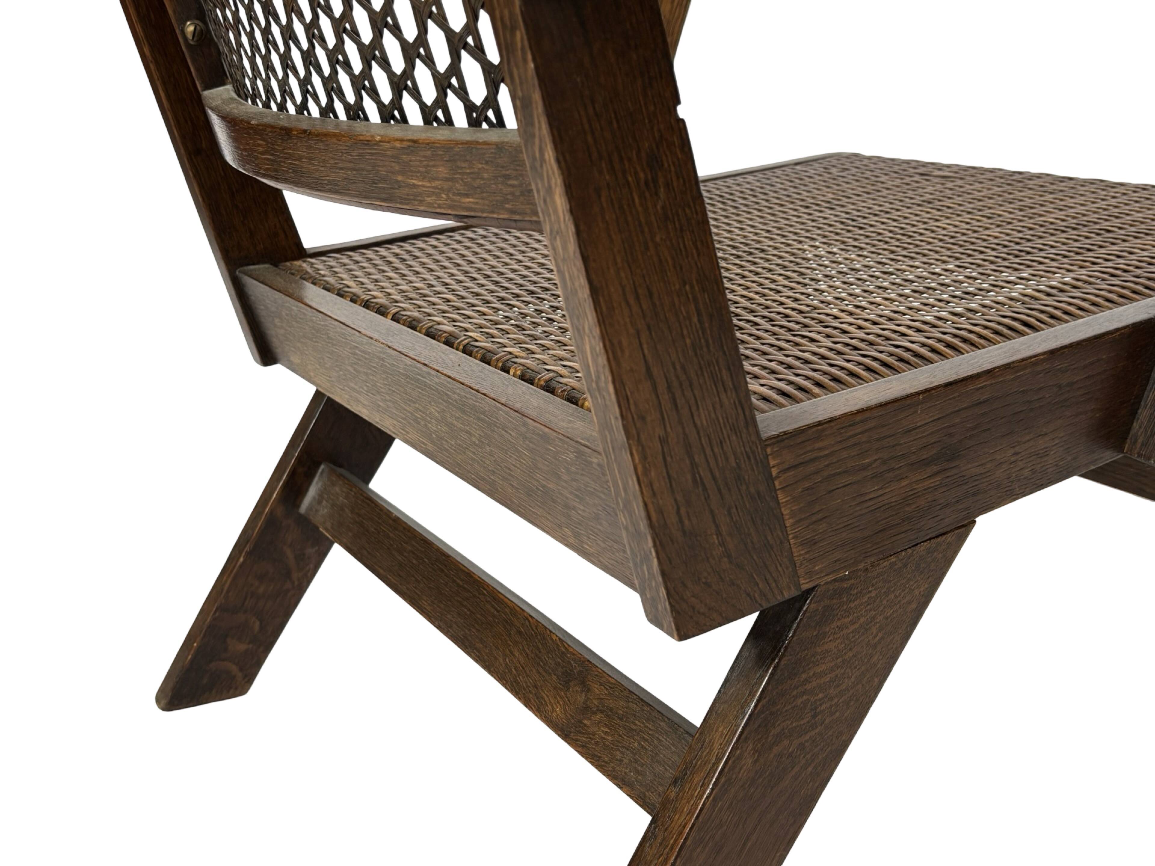 Art Deco oak armchair with webbing 1950s minimalist