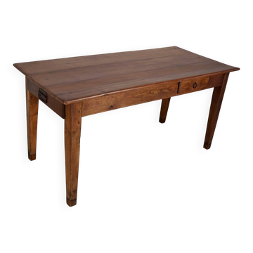Table à manger rustique en bois fruitier du début du 20e siècle