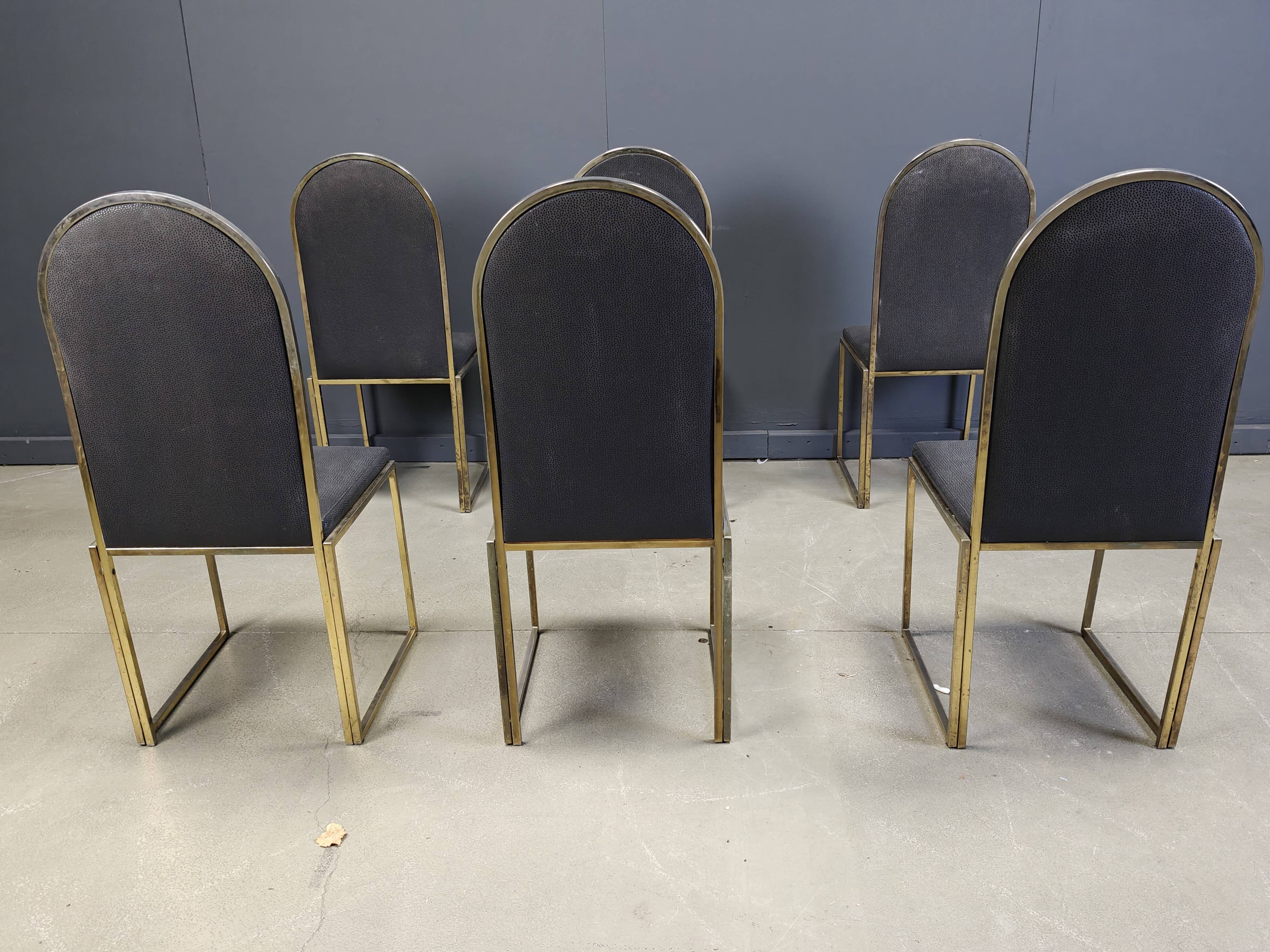 Chaises de salle à manger vintage en laiton de Belgochrom, années 1970