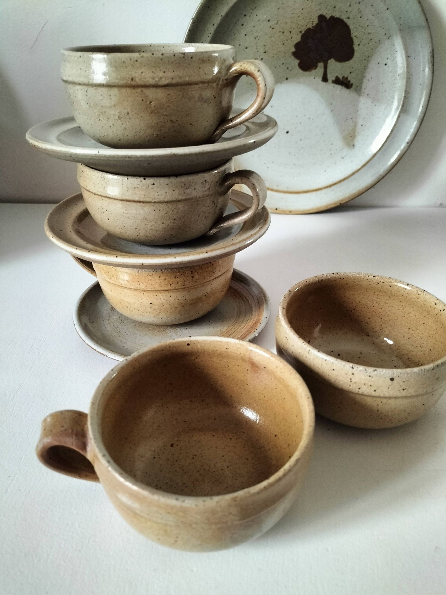 Vintage stoneware brunch set from the Marais region, country decor