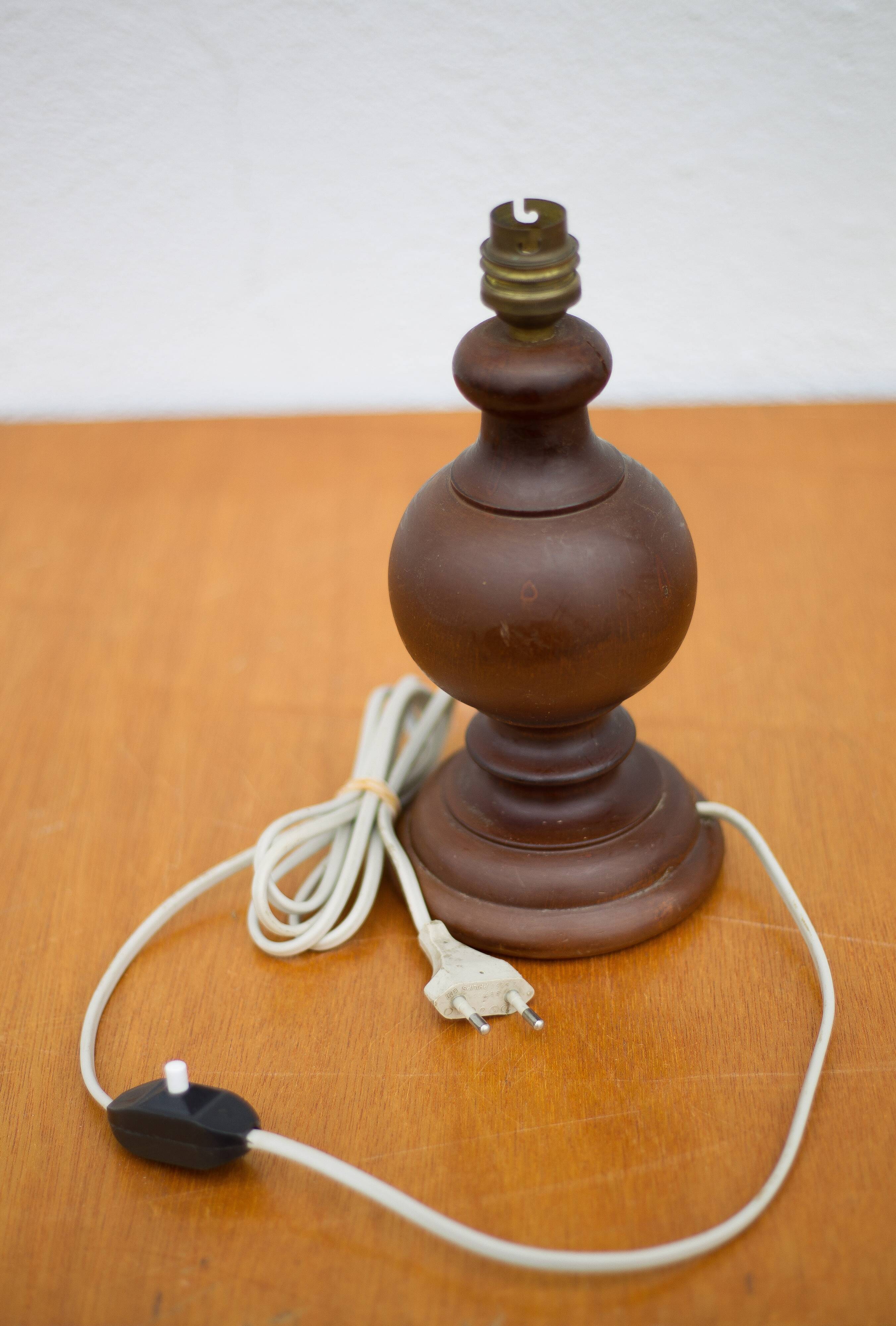 lampe bois, pied de lampe bois vintage