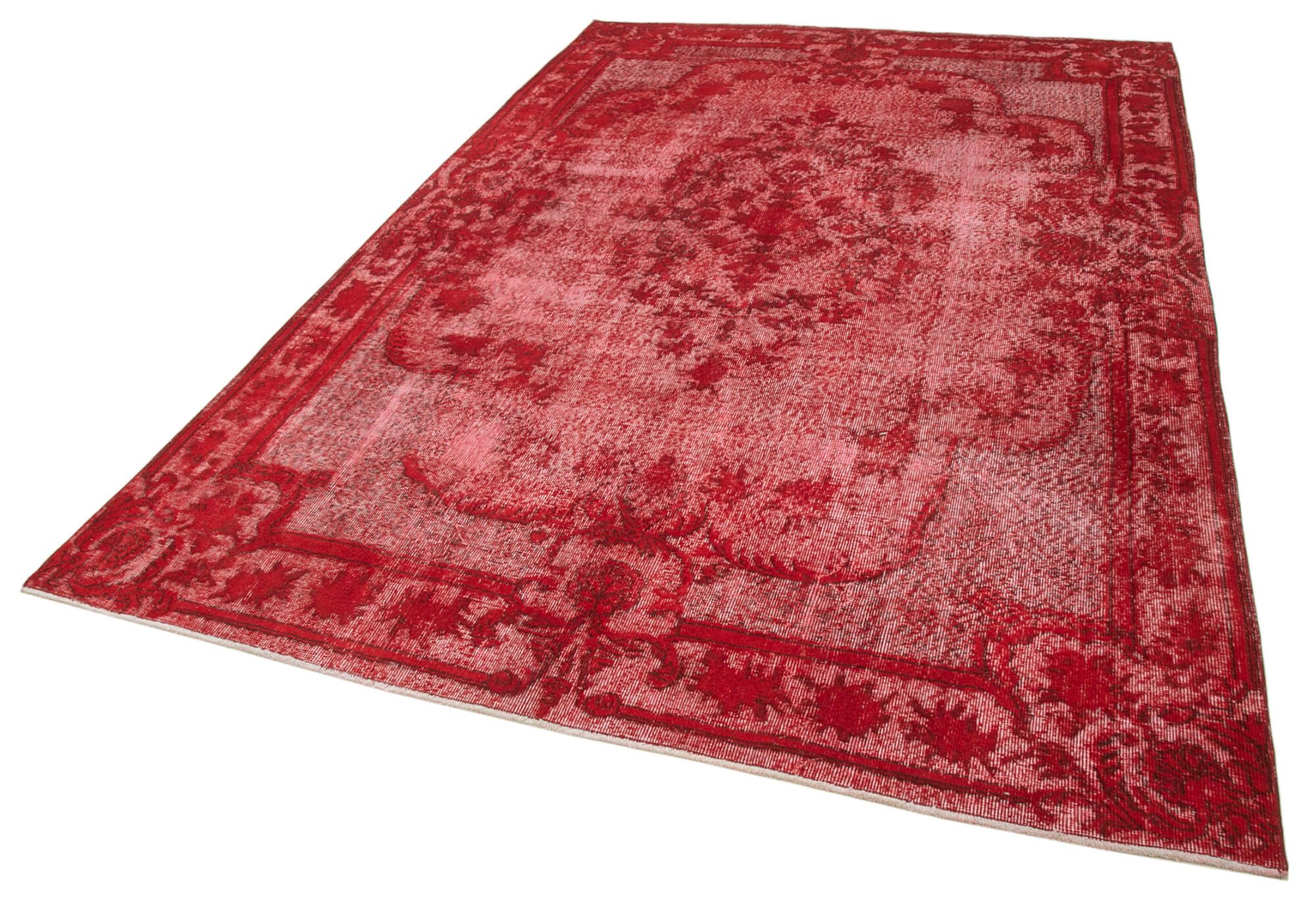 Hand-knotted contemporary oriental 1980s 202 cm x 309 cm red carpet