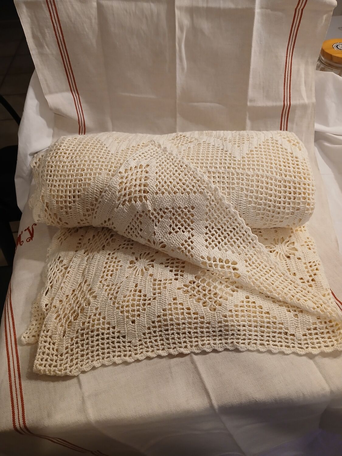 2 antique crocheted bedspreads