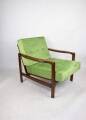 Brown vintage wooden armchair, pea green, design by Z. Bączyk - 2 pieces available