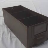 Set of 4 gray industrial drawer lockers from the 60s