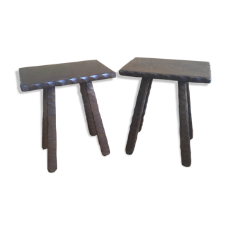Pair of vintage brutalist stools