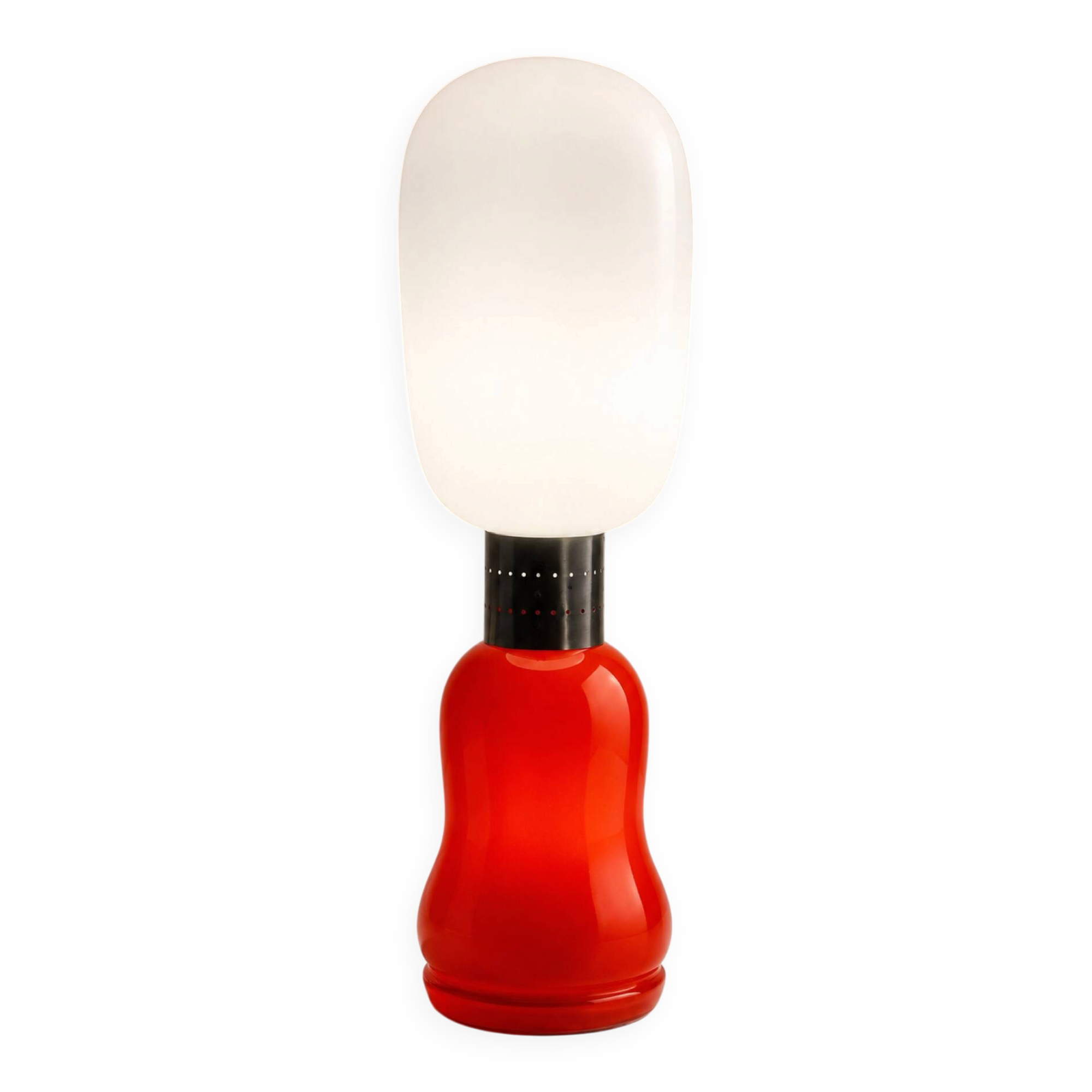 Carlo Nason pour Mazzega – Grande lampe en verre de Murano rouge et op
