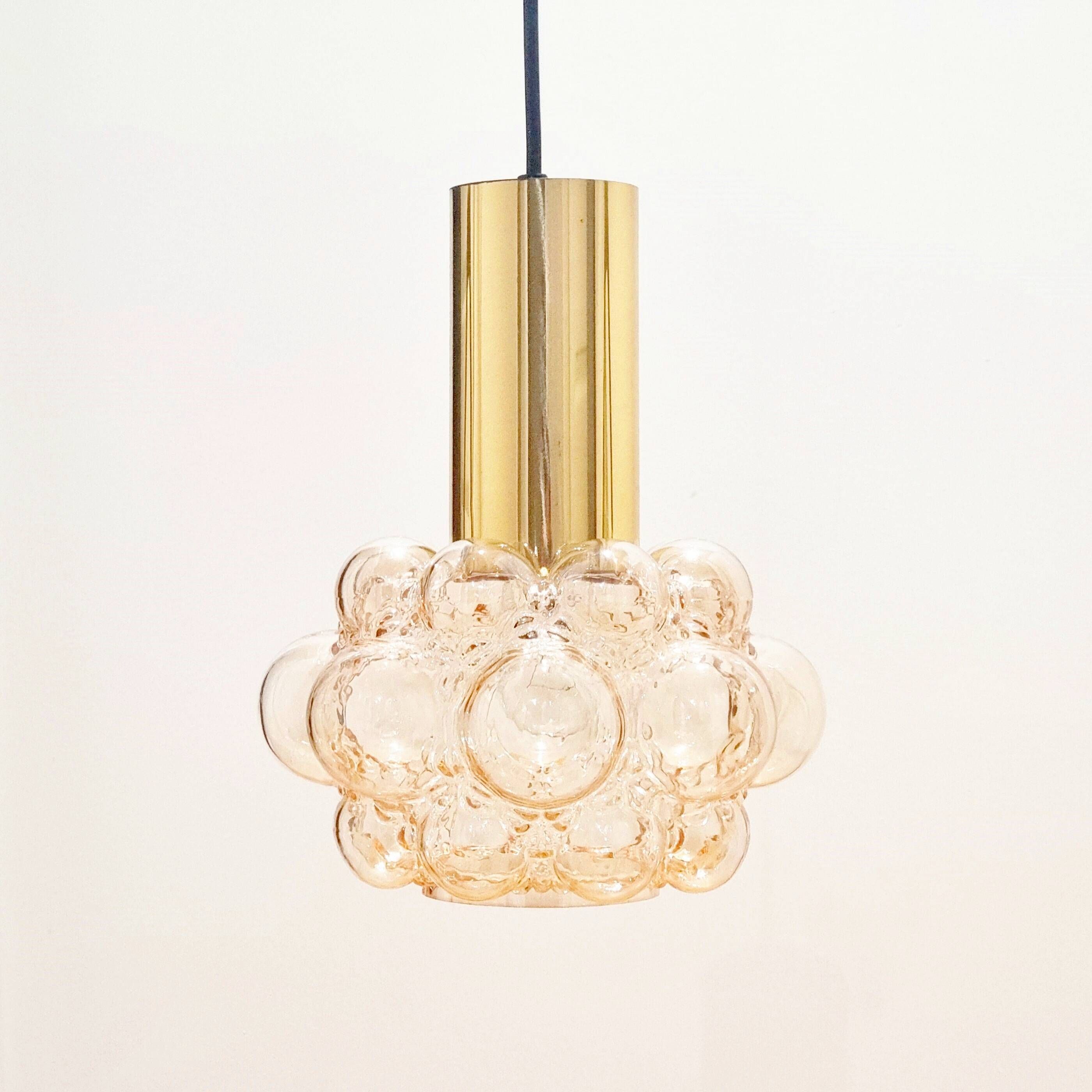 Mid-Century Modern Amber Bubble Glass Ceiling Light by Helena Tynell for Limburg, Germany, 1970s
