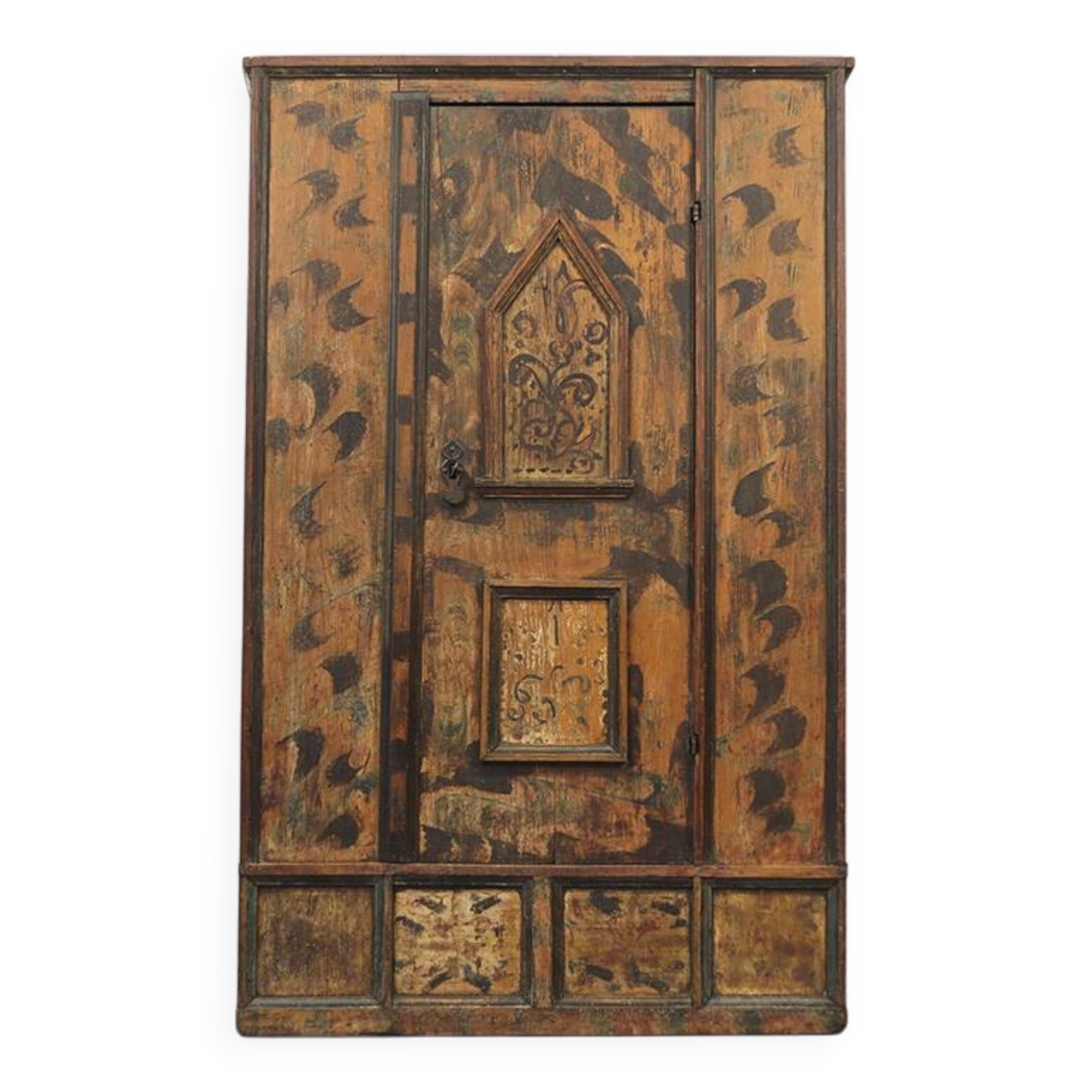 Armoire de mariée peinte d'art populaire