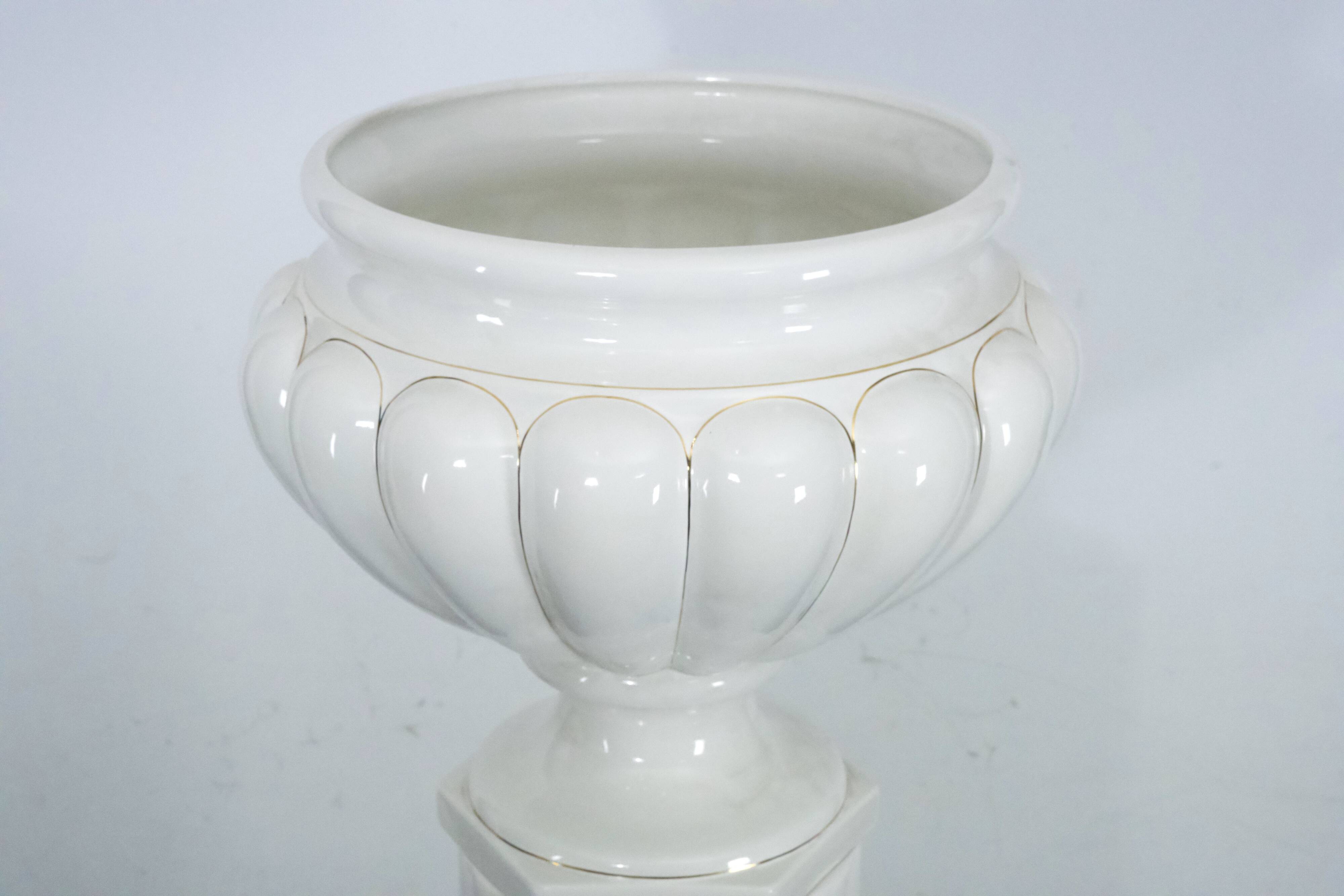Tommaso Barbi Oversized White Ceramic Vase and Column, Italy 1970