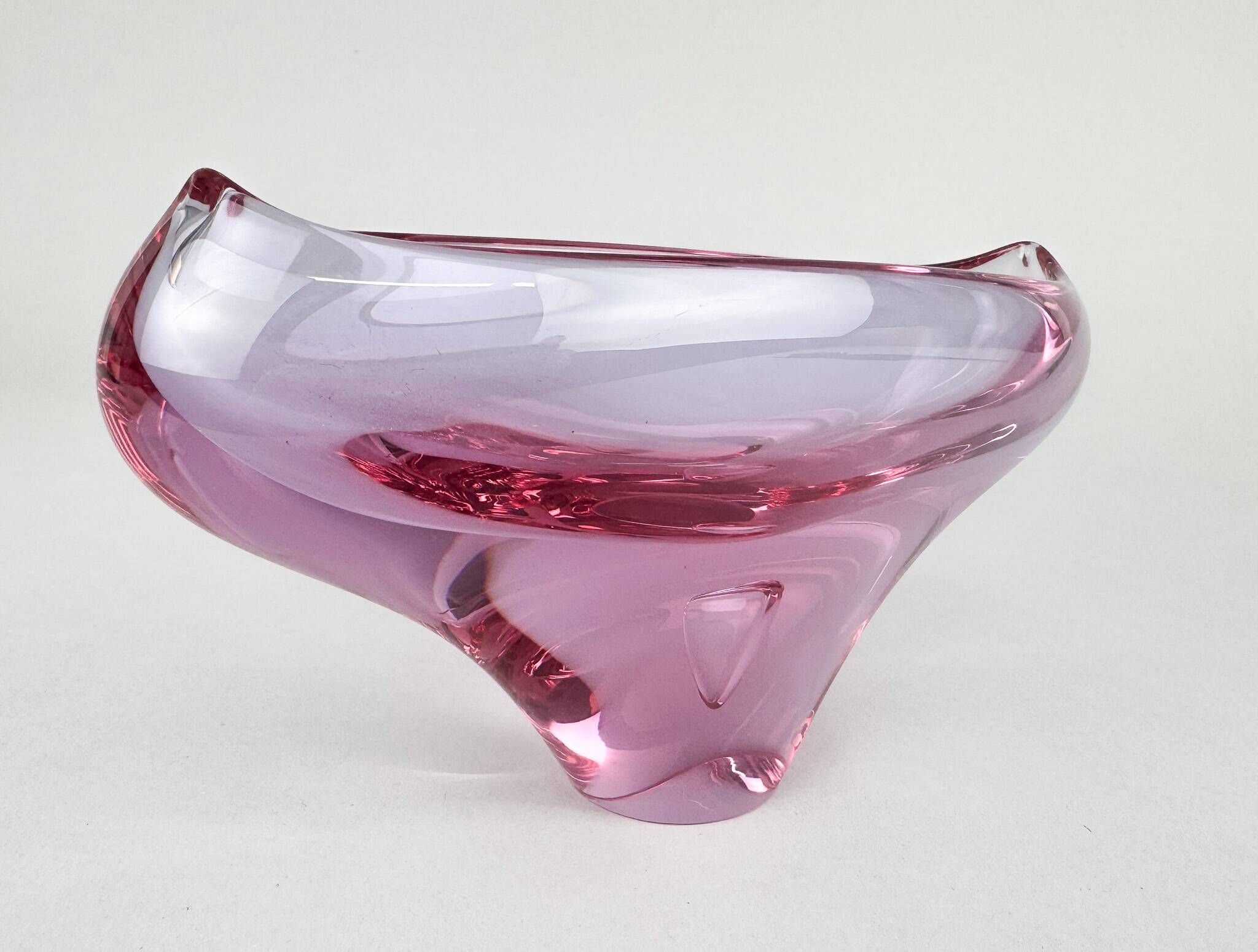 1960s Art Glass Bowl by Glass Designer Miloslav Klinger, Czechoslovakia