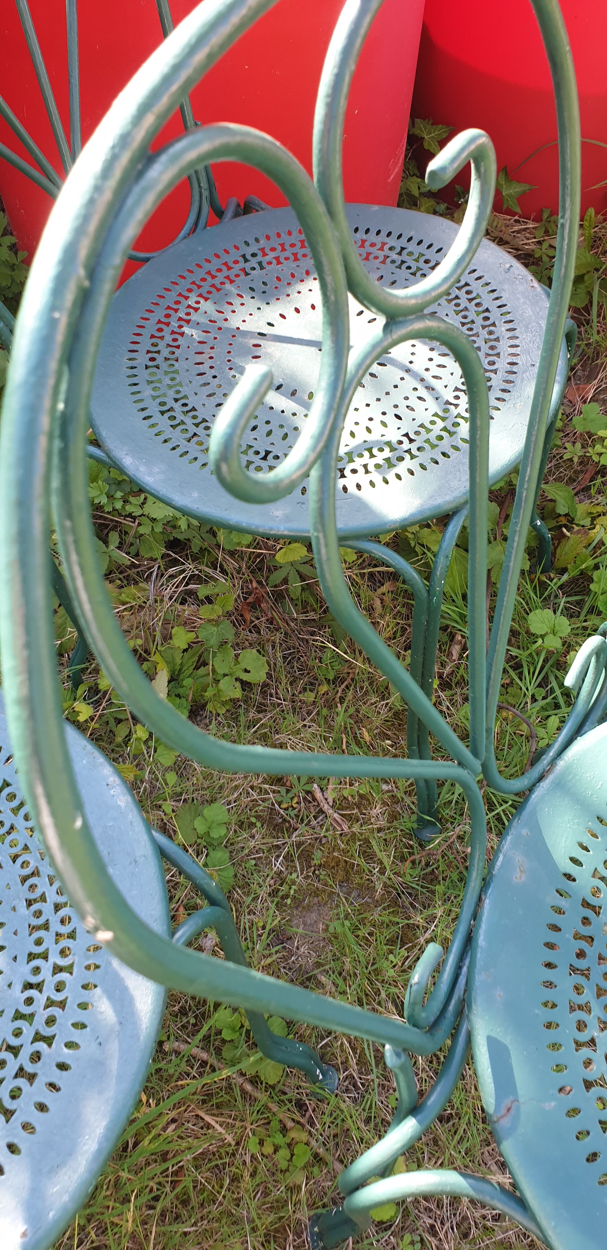 3 wrought iron garden chairs